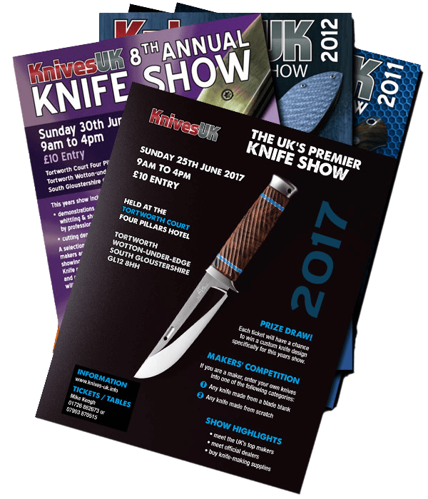 Knife show leaflets over the years